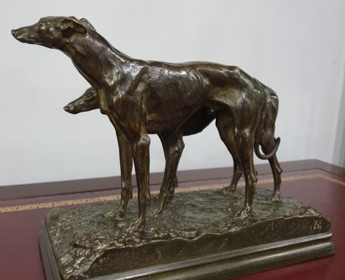 ALFRED DUBUCAND PAIR OF BRONZE GREYHOUNDS C1860 - ADDITIONAL PHOTO 5
