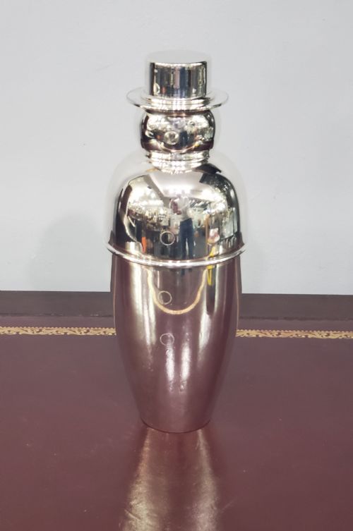 art deco silver plated snowman cocktail shaker c1930 - CATEGORY: ANTIQUE SILVER - DATED 1930