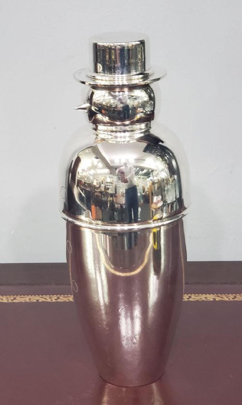 ART DECO SILVER PLATED SNOWMAN COCKTAIL SHAKER C1930 - ADDITIONAL PHOTO 4