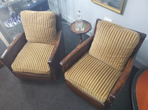 PAIR OF ART DECO LEATHER CLUB CHAIRS C1920 - ADDITIONAL PHOTO 4