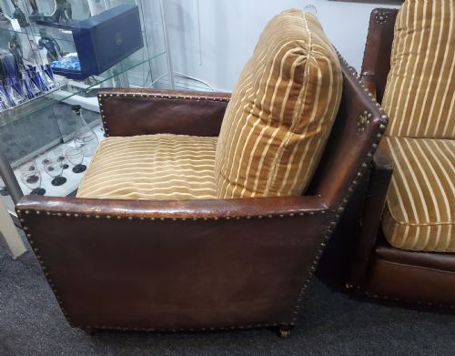 PAIR OF ART DECO LEATHER CLUB CHAIRS C1920 - ADDITIONAL PHOTO 6