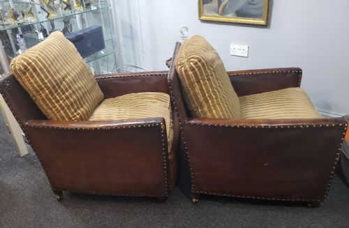 PAIR OF ART DECO LEATHER CLUB CHAIRS C1920 - ADDITIONAL PHOTO 8
