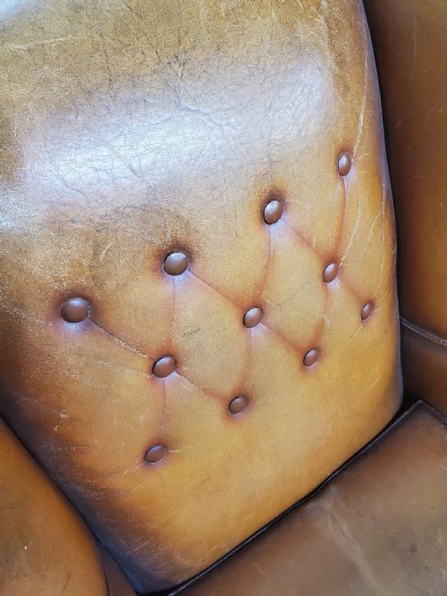 PAIR OF FRENCH ART DECO WING BACK LEATHER CLUB CHAIRS C1920 - ADDITIONAL PHOTO 8