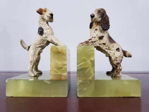 pair of austrian cold painted bronze dogs c1920 - CATEGORY: ANTIQUE MISCELLANEOUS - DATED 1920