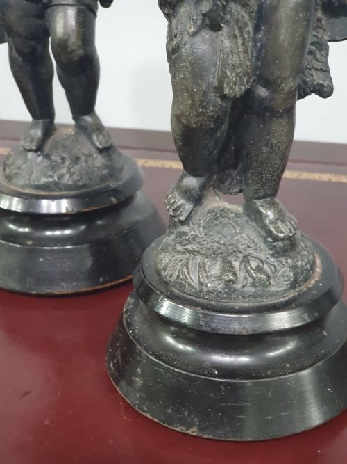 A PAIR OF VICTORIAN CAST METAL MANTEL FIGURES - ADDITIONAL PHOTO 2