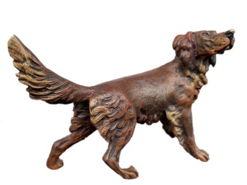 carl kauba cold painted austrian bronze setter dog c1910 - CATEGORY: ANTIQUE METAL - DATED 1910
