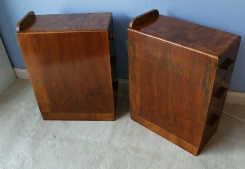 PAIR OF ART DECO BURR WALNUT BEDSIDE CABINETS C192030 - ADDITIONAL PHOTO 2