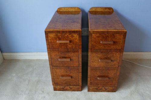 PAIR OF ART DECO BURR WALNUT BEDSIDE CABINETS C192030 - ADDITIONAL PHOTO 7