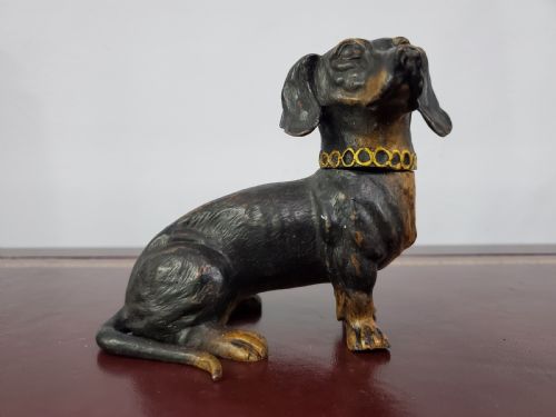 austrian cold painted bronze dachshund inkwell c1910 - CATEGORY: ANTIQUE METAL - DATED 1910