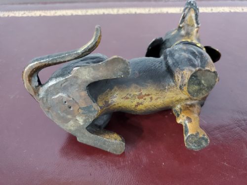 AUSTRIAN COLD PAINTED BRONZE DACHSHUND INKWELL C1910 - ADDITIONAL PHOTO 9