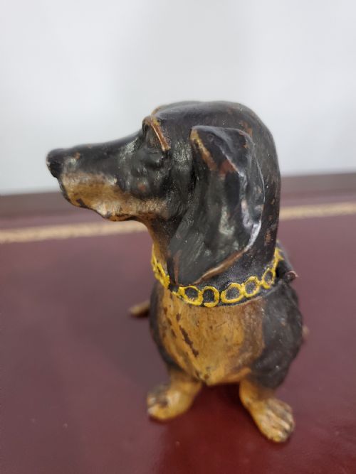 AUSTRIAN COLD PAINTED BRONZE DACHSHUND INKWELL C1910 - ADDITIONAL PHOTO 5