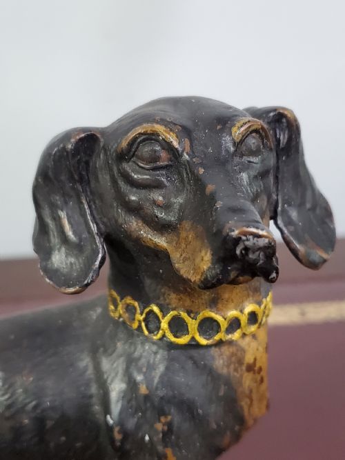 AUSTRIAN COLD PAINTED BRONZE DACHSHUND INKWELL C1910 - ADDITIONAL PHOTO 7