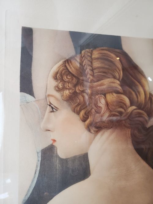 FRENCH ART DECO ENGRAVING YOUNG LADY C1920 - ADDITIONAL PHOTO 3