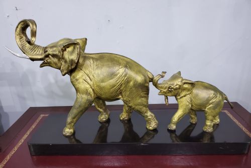 irne rochard french art deco strowling elephants c1920s - CATEGORY: ANTIQUE METAL - DATED 1920