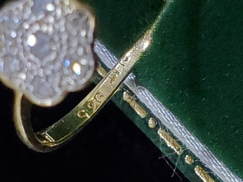ART DECO DIAMOND PLATINUM 18CT DAISY RING SIZE O 12P C1920S - ADDITIONAL PHOTO 8