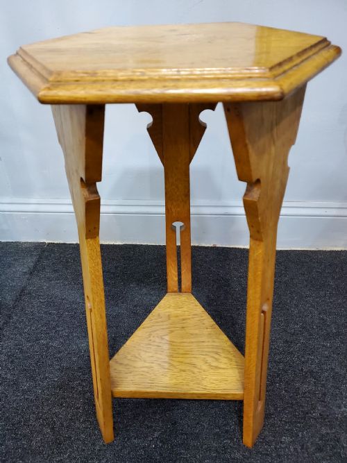 arts and crafts honey oak side table c1890 - CATEGORY: ANTIQUE CABINETS - DATED 1890