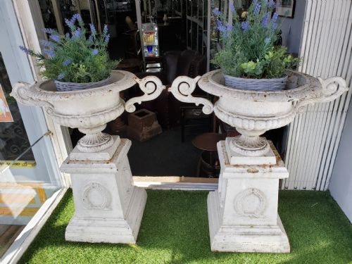 pair of victorian cast iron garden urns c1860 - CATEGORY: ANTIQUE METAL - DATED 1860