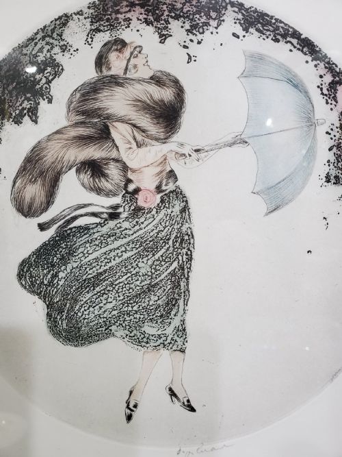 FRENCH ART DECO ENGRAVING A WINDY DAY C1920S - ADDITIONAL PHOTO 1