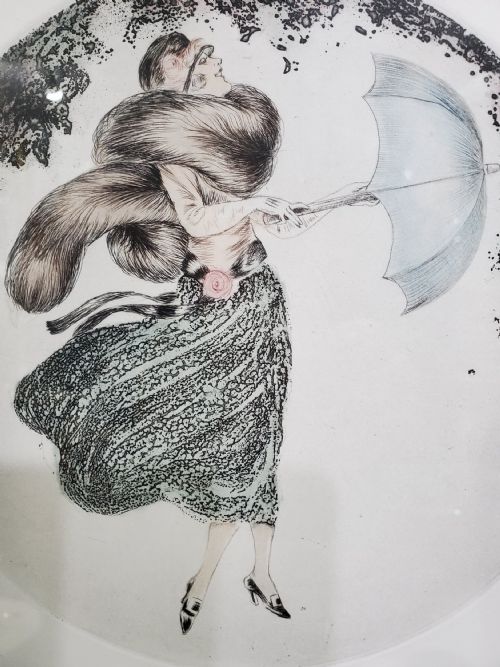 FRENCH ART DECO ENGRAVING A WINDY DAY C1920S - ADDITIONAL PHOTO 3