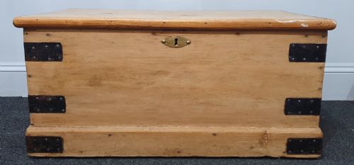 VICTORIAN PINE CHEST BLANKET BOX TV STAND COFFEE TABLE 19TH CENTURY - ADDITIONAL PHOTO 2