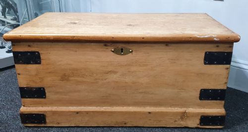 VICTORIAN PINE CHEST BLANKET BOX TV STAND COFFEE TABLE 19TH CENTURY - ADDITIONAL PHOTO 1