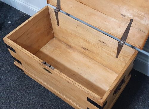 VICTORIAN PINE CHEST BLANKET BOX TV STAND COFFEE TABLE 19TH CENTURY - ADDITIONAL PHOTO 4