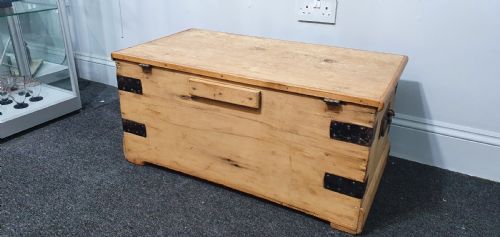 VICTORIAN PINE CHEST BLANKET BOX TV STAND COFFEE TABLE 19TH CENTURY - ADDITIONAL PHOTO 8