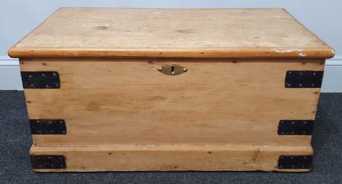 VICTORIAN PINE CHEST BLANKET BOX TV STAND COFFEE TABLE 19TH CENTURY - ADDITIONAL PHOTO 9