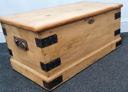 VICTORIAN PINE CHEST BLANKET BOX TV STAND COFFEE TABLE 19TH CENTURY - ADDITIONAL PHOTO 10