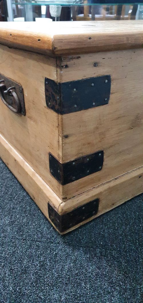 VICTORIAN PINE CHEST BLANKET BOX TV STAND COFFEE TABLE 19TH CENTURY - ADDITIONAL PHOTO 11