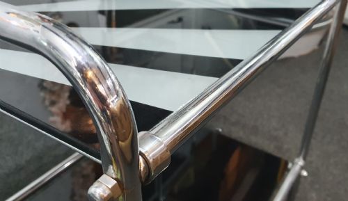 ART DECO CHROME COCKTAIL TROLLEY WITH 'SUNRAY' DESIGN C1920S - ADDITIONAL PHOTO 1