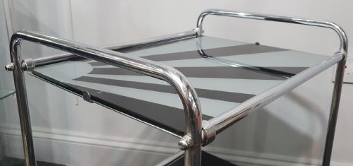 ART DECO CHROME COCKTAIL TROLLEY WITH 'SUNRAY' DESIGN C1920S - ADDITIONAL PHOTO 3