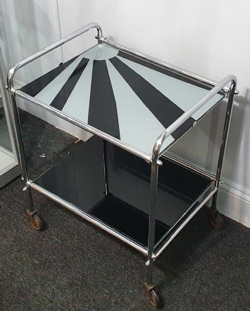 ART DECO CHROME COCKTAIL TROLLEY WITH 'SUNRAY' DESIGN C1920S - ADDITIONAL PHOTO 10