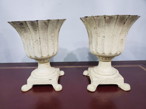 PAIR OF SMALL FRENCH FLUTED GARDEN PLANTERS 19TH CENTURY - ADDITIONAL PHOTO 4