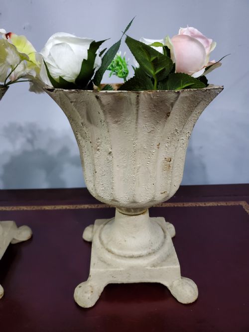 PAIR OF SMALL FRENCH FLUTED GARDEN PLANTERS 19TH CENTURY - ADDITIONAL PHOTO 5