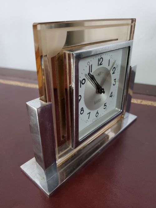 FRENCH ART DECO PEACH DEP 'SAVOY' ALARM CLOCK C1930S - ADDITIONAL PHOTO 1