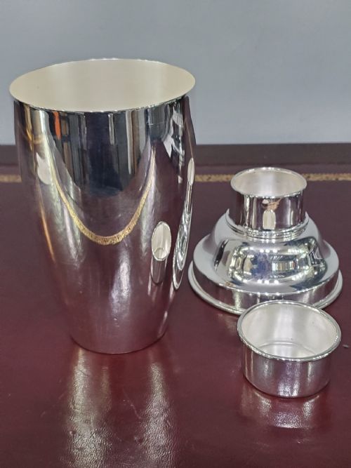 MAPPIN WEBB ART DECO SILVER PLATED COCKTAIL SHAKER C1940 - ADDITIONAL PHOTO 2