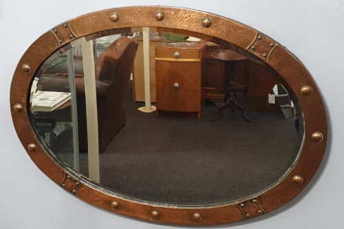 arts crafts hammered copper mirror c1910 - CATEGORY: ANTIQUE MIRRORS - DATED 1910