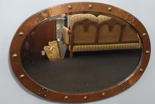 ARTS CRAFTS HAMMERED COPPER MIRROR C1910 - ADDITIONAL PHOTO 3