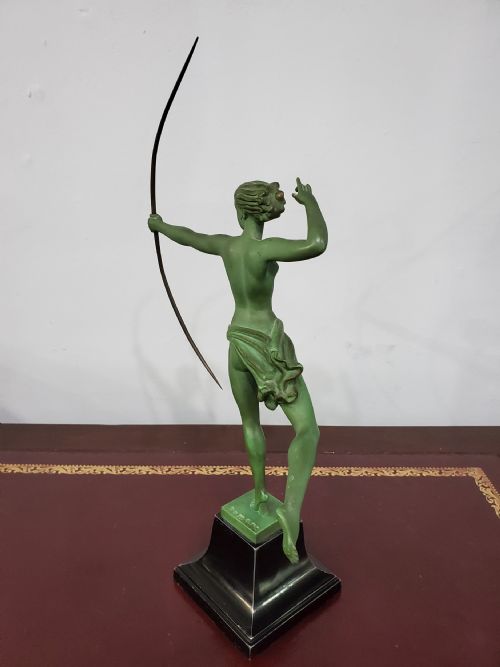 DEMARCO LE VERRIER FRENCH ART DECO DIANA THE HUNTRESS C1930 - ADDITIONAL PHOTO 1