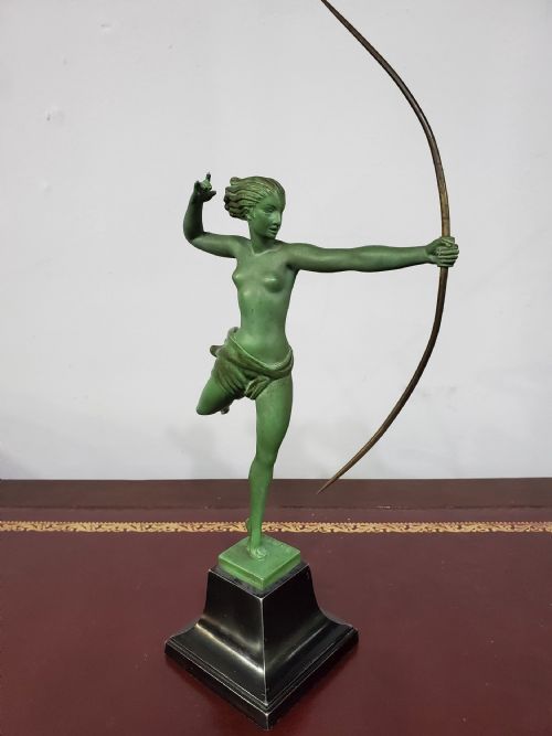 DEMARCO LE VERRIER FRENCH ART DECO DIANA THE HUNTRESS C1930 - ADDITIONAL PHOTO 2