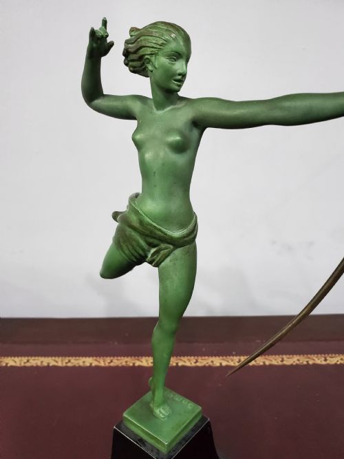 DEMARCO LE VERRIER FRENCH ART DECO DIANA THE HUNTRESS C1930 - ADDITIONAL PHOTO 3