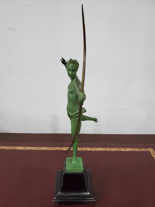 DEMARCO LE VERRIER FRENCH ART DECO DIANA THE HUNTRESS C1930 - ADDITIONAL PHOTO 4