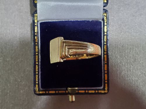 MEN'S 1936 ART DECO DESIGN 9CT GOLD SIGNET RING SIZE U - ADDITIONAL PHOTO 6