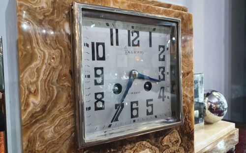 FRENCH ART DECO MARBLE MANTLE CLOCK MODERNIST STYLE C1930 - ADDITIONAL PHOTO 5