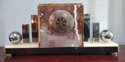 FRENCH ART DECO MARBLE MANTLE CLOCK MODERNIST STYLE C1930 - ADDITIONAL PHOTO 6