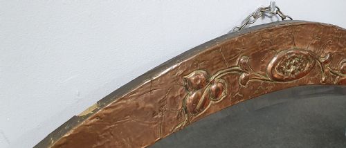 ARTS CRAFTS OVAL SHAPED HAMMERED COPPER MIRROR C1910 - ADDITIONAL PHOTO 4