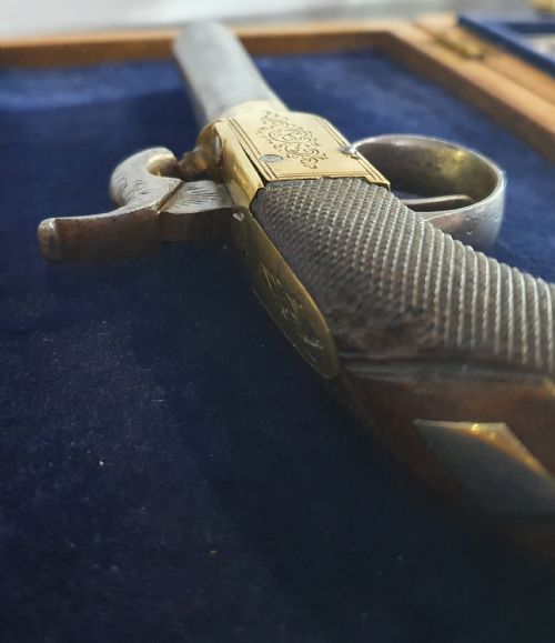 BOXLOCK PERCUSSION PISTOL SET MID 19TH CENTURY - ADDITIONAL PHOTO 13