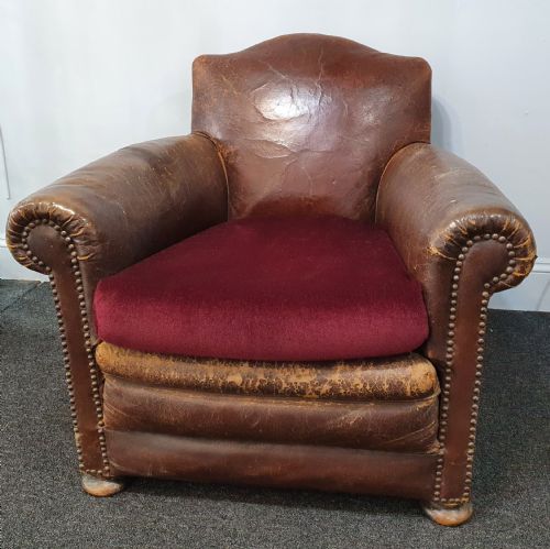 FRENCH ART DECO LEATHER CLUB CHAIR C1930 - ADDITIONAL PHOTO 3