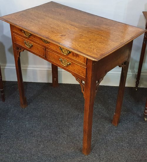 GEORGIAN OAK SIDE TABLE WITH ORIGINAL FITTINGS C1840 - ADDITIONAL PHOTO 3
